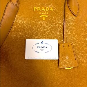 Large caramel Prada Tote genuine leather, gently used, beautiful designer piece!